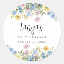 パステルフローラベビーイン開花水彩招待状 ラウンドシール