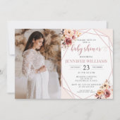 パステルフローラベビーガールシャワー写真の招待状 招待状 (正面)