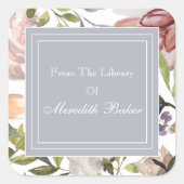パステルフローラボタニカル蔵書票 スクエアシール (正面)