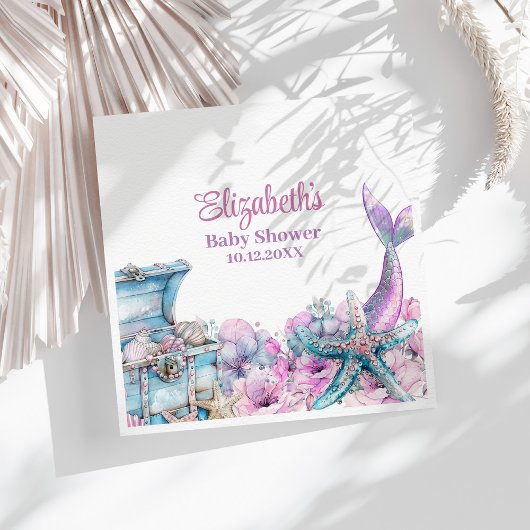 パステルフローラマーメイドテールベイビーシャワー スタンダードランチョンナプキン