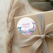 パステルフローラマーメイドテールベイビーシャワー ラウンドシール