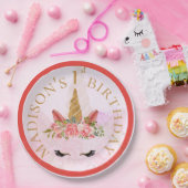 パステルフローラユニコーンバースデーパーティー ペーパープレート (パーティー)