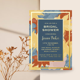 パステルフローララグジュアリーゴールデンブライダルシャワー 箔招待状