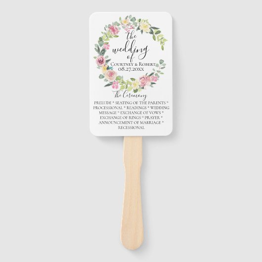パステルフローラリース結婚式 プログラムファン ハンドファン (正面)