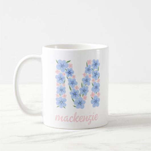 パステルフローラレターMモノグラム コーヒーマグカップ (左)