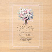 パステルフローラロマンチックラブファンシーブライダルシャワー アクリル招待状 (正面)