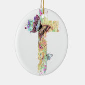 パステルフローラ十字架と蝶 セラミックオーナメント (右)