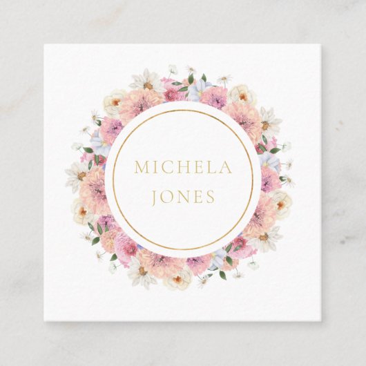 パステルフローラ女子エレガントデザイナーサークル スクエア名刺 (正面)