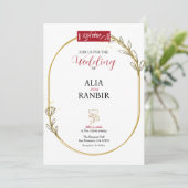 パステルフローラ幾何学的フレームインディアン結婚ズ 招待状 (スタンド正面)