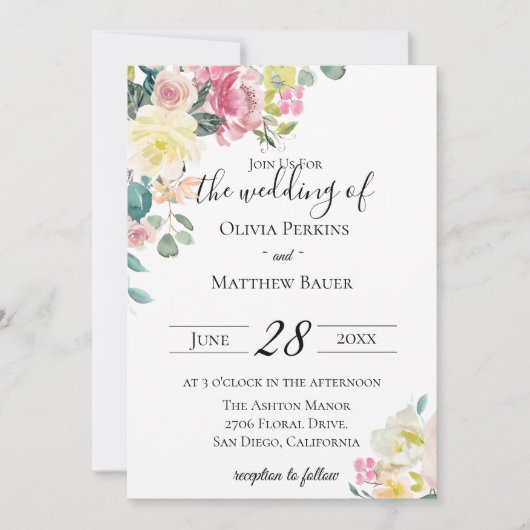 パステルフローラ庭園の結婚式招待状 招待状 (正面)