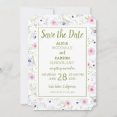 パステルフローラ日付の保存 招待状 (正面)