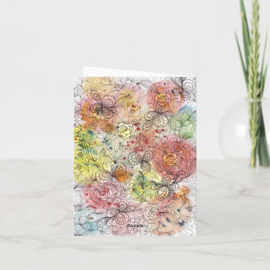 パステルフローラ水の色とインクアートマザーズデイ カード (裏面)