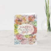 パステルフローラ水の色とインクアートマザーズデイ カード (正面)