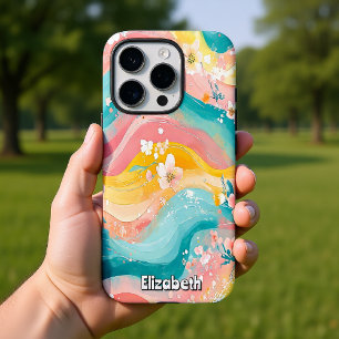 パステルフローラ波 iPhone 16 PROケース