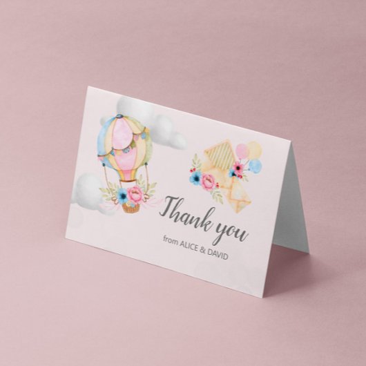 パステルフローラ熱気球お礼を折った カード