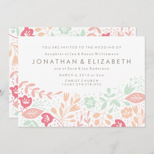 パステルフローラ結婚式招待状 招待状 (正面/裏面)