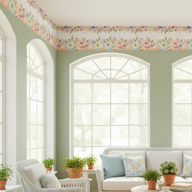 パステルフローラ縁どプリント 壁紙 (クリエイターアップロード済み)