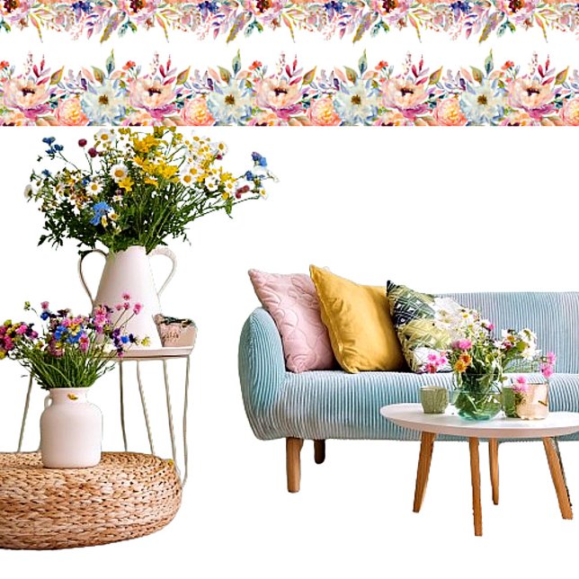 パステルフローラ縁どプリント 壁紙 (クリエイターアップロード済み)