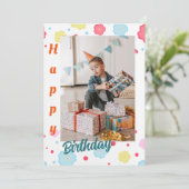 パステルフローラ誕生日フォト誕生日カード 招待状 (スタンド正面)