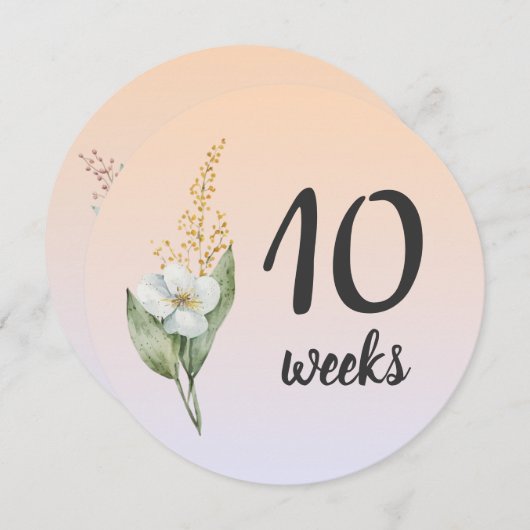 パステルフローラ10-11週妊娠マイルストーンカード (正面/裏面)