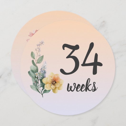 パステルフローラ34-35週妊娠マイルストーンカード (正面/裏面)