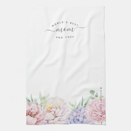 パステルフローラ |世界の最高のママ&シェフ キッチンタオル (縦)