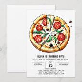 パステルフードピザバースデー 招待状 (正面/裏面)