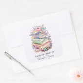 パステルブックス&フラワーズパーソナライズされた蔵書票 スクエアシール (封筒)