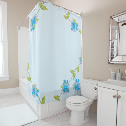 パステルブライトブルーフローラ シャワーカーテン (インサイチュ)