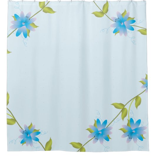 パステルブライトブルーフローラ シャワーカーテン (正面)