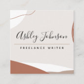 パステルブラウンかわいらし書道ボヘミアンクラス スクエア名刺 (正面)