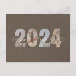 パステルブラウンハッピーニューイヤー シーズンポストカード