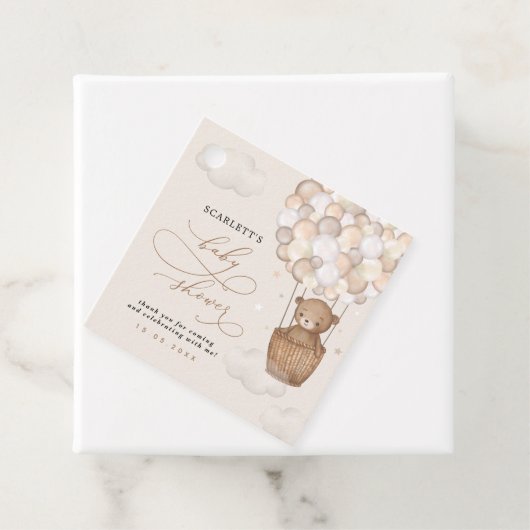 パステルブラウンベアーホットエアバルーンベビーシャワー フェイバータグ (インサイチュ)