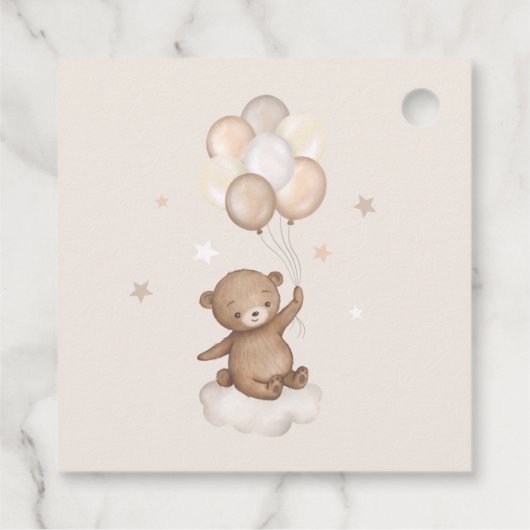 パステルブラウンベアーホットエアバルーンベビーシャワー フェイバータグ (裏面)