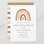 パステルブラウンレインボージェンダーが赤ちゃんのシャワーを明らかにする 招待状 (正面/裏面)