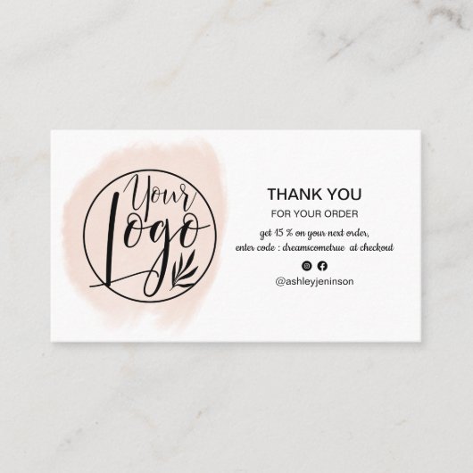 パステルブラシストロークのミニマル感謝していゴの順序 名刺 (正面)