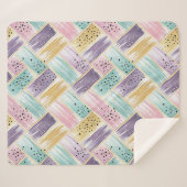 パステルブラッシュストローク&金ゴールドクロス抽象芸術 シェルパブランケット (正面(横))