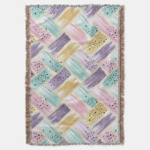 パステルブラッシュストローク&金ゴールドクロス抽象芸術 スローブランケット (正面縦)