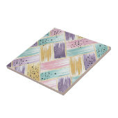 パステルブラッシュストローク&金ゴールドクロス抽象芸術 タイル (側面)