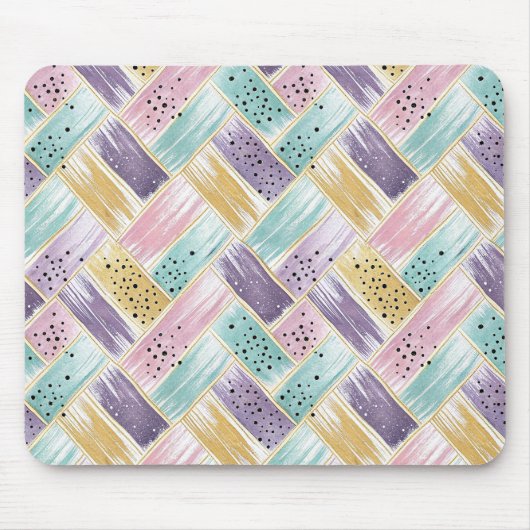 パステルブラッシュストローク&金ゴールドクロス抽象芸術 マウスパッド (正面)