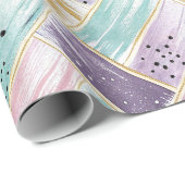 パステルブラッシュストローク&金ゴールドクロス抽象芸術 ラッピングペーパー (ロールコーナー)