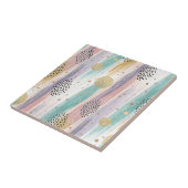 パステルブラッシュストローク&金ゴールド幾何学抽象芸術 タイル (側面)