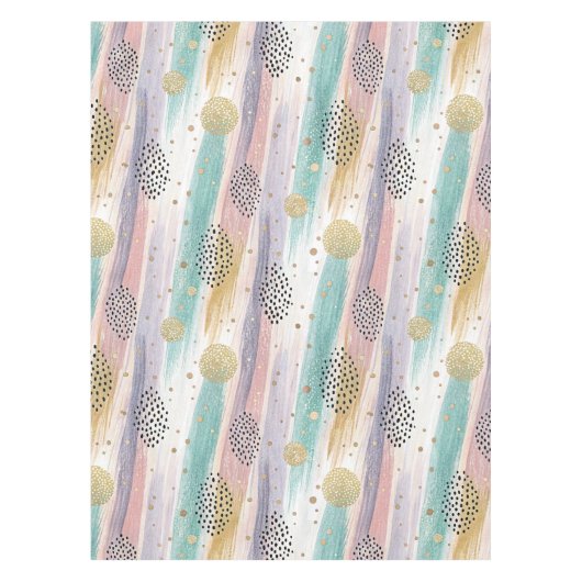 パステルブラッシュストローク&金ゴールド幾何学抽象芸術 テーブルクロス (正面)