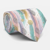 パステルブラッシュストローク&金ゴールド幾何学抽象芸術 ネクタイ (ロール)
