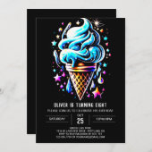 パステルブルカスタムー誕生日ボーイアイスクリーム 招待状 (正面/裏面)