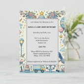 パステルブルーお洒落ベビーシャワー 招待状 (スタンド正面)