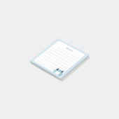 パステルブルーかわいいシャイブラッシングチビ（小さくかわいく書いた感じ）フロッグなびく ポストイット (アングル)