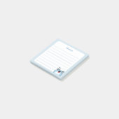 パステルブルーかわいいチビ（小さくかわいく書いた感じ）カエルとキラキラ目 ポストイット (アングル)