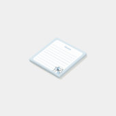 パステルブルーかわいいチビ(小さくかわいく書いた感じ)笑うキティキャット ポストイット (アングル)