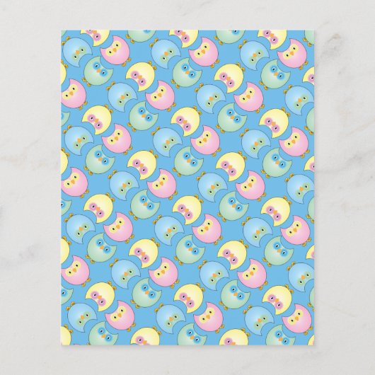 パステルブルーかわいいフクロウ赤ちゃんシャワーテーマ – ウィッシュ チラシ (裏面)